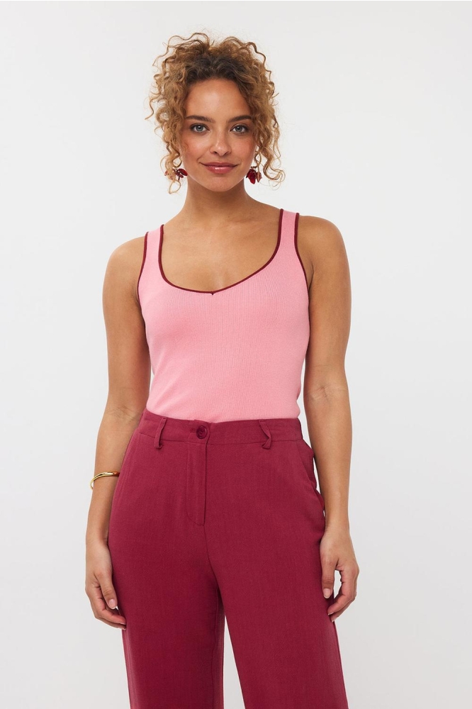 KNITTED TOP LENNY HSK2510 10305 SOFT PINK/STONE RED